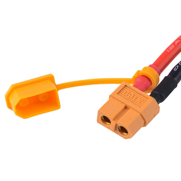XT60 plug protective cover with red wire leads and yellow dust cap