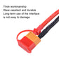 XT60 dustproof plug cover on red and black wire leads, orange housing