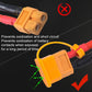 XT60 dustproof plug cover over terminals, orange housing and red insulation sleeves