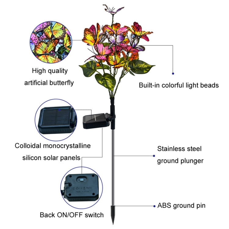 Butterfly flower outdoor solar LED ground light with built-in colored light beads