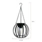 Black metal hanging solar lantern light with clear bulb, size shown