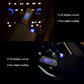 USB GPS jammer with illuminated LCD display, close-up in a car interior