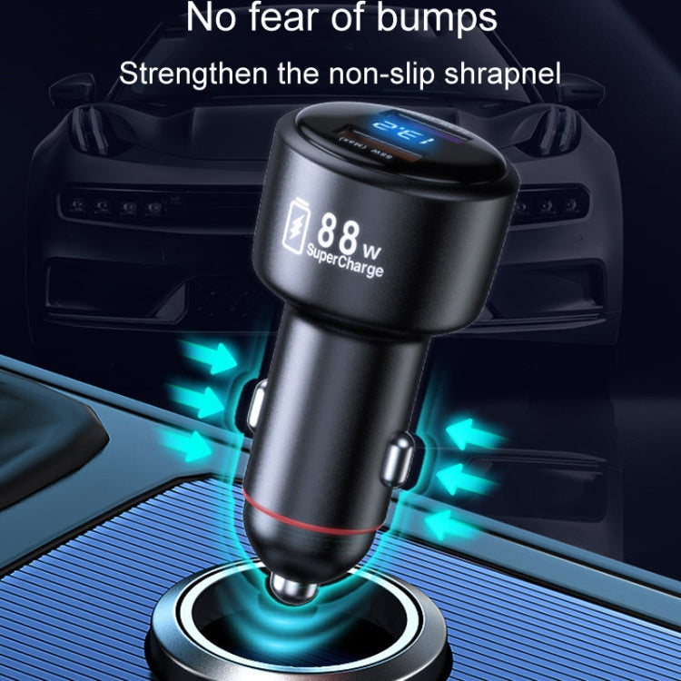 88W car cigarette lighter fast charger with glowing LED indicator, black compact plug