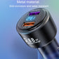Matte black 88W car charger with metal body and glowing orange/blue LED display