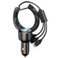 Car mini fast charger with coiled cable loop, metal plug, and small LED display module