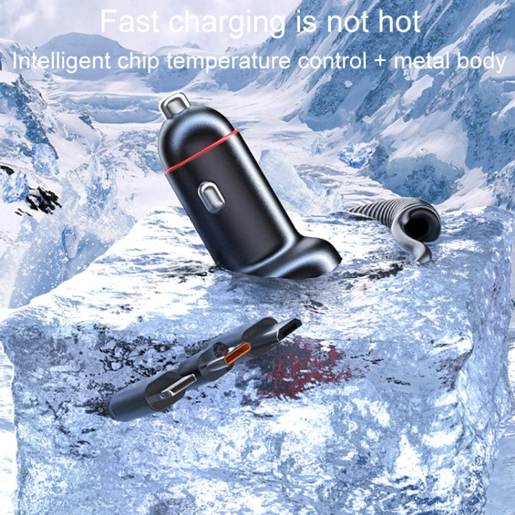 Car fast charger with metal body and small charging connector tips for the car outlet