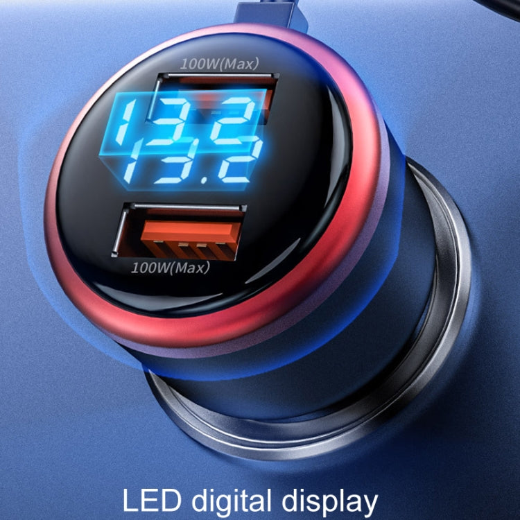 Car fast charger with round LED digital power display and USB output