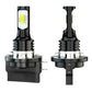 LED headlight bulbs pair with black housing, pin terminals, and silver collar, H11B