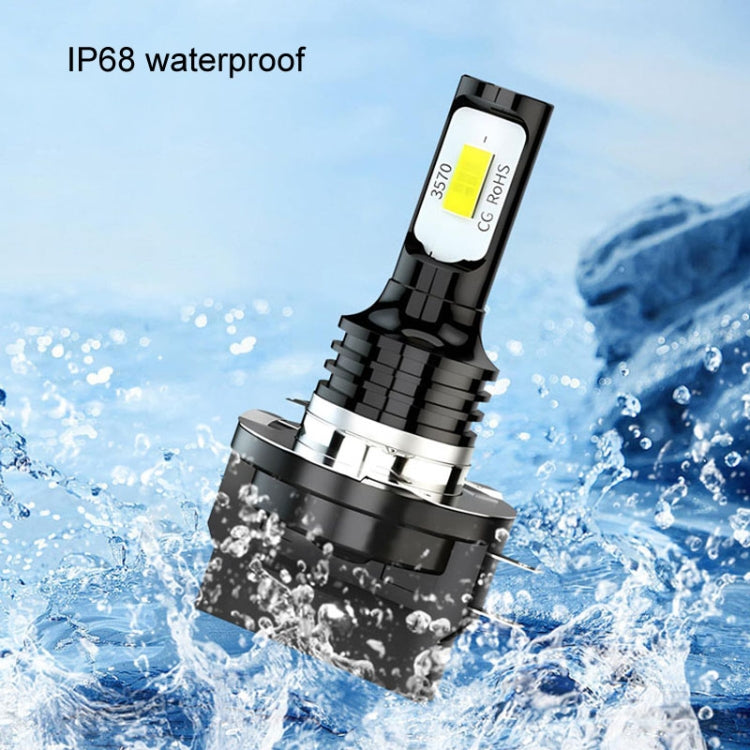 Single LED headlight bulb with black cooling fins and silver mount, H11B base