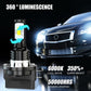 LED headlight bulb and vehicle front, black heatsink with white LED chip, H11B base