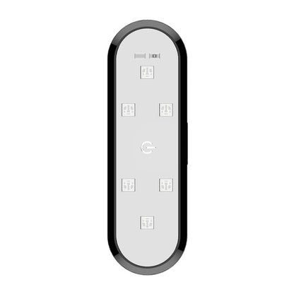 Car door warning light module with gray oval housing and slim black side trim
