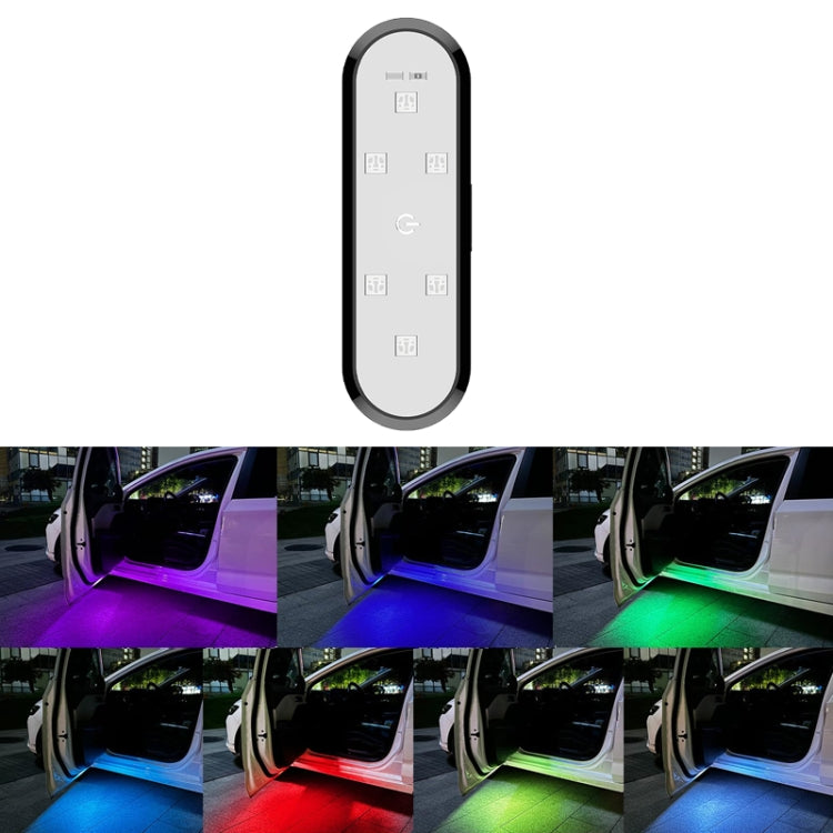 Car door warning light strip module in oval housing with visible control panel