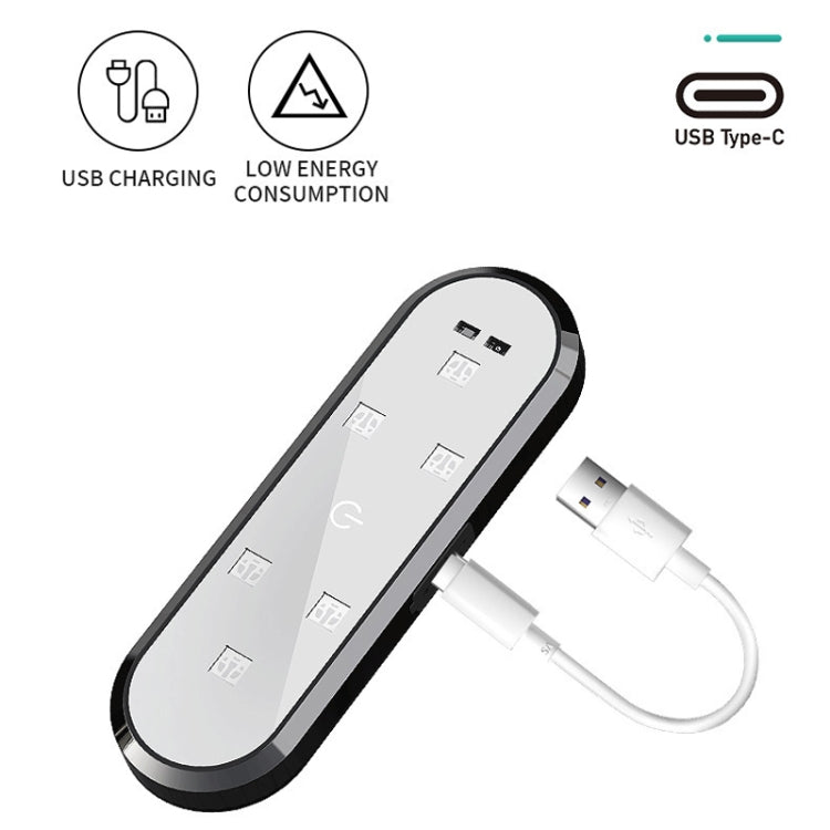 Car door warning light module with USB Type-C charging cable and gray oval body