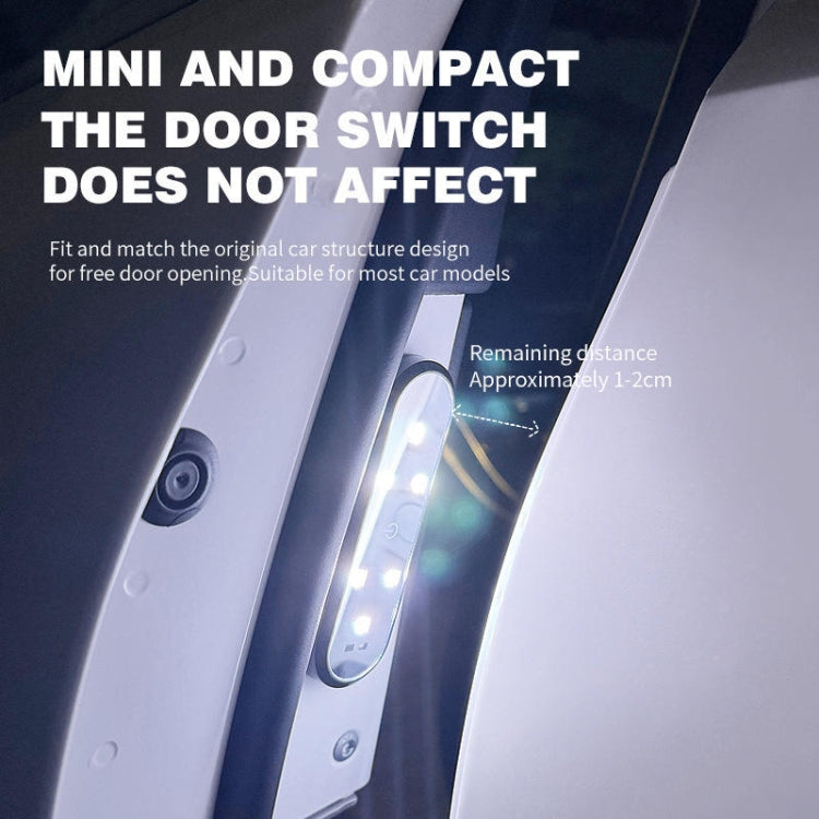 Compact car door warning light installed near door switch area on car door panel