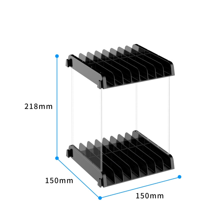 Black 2-tier wall-mount CD holder bracket with four corner mounting points