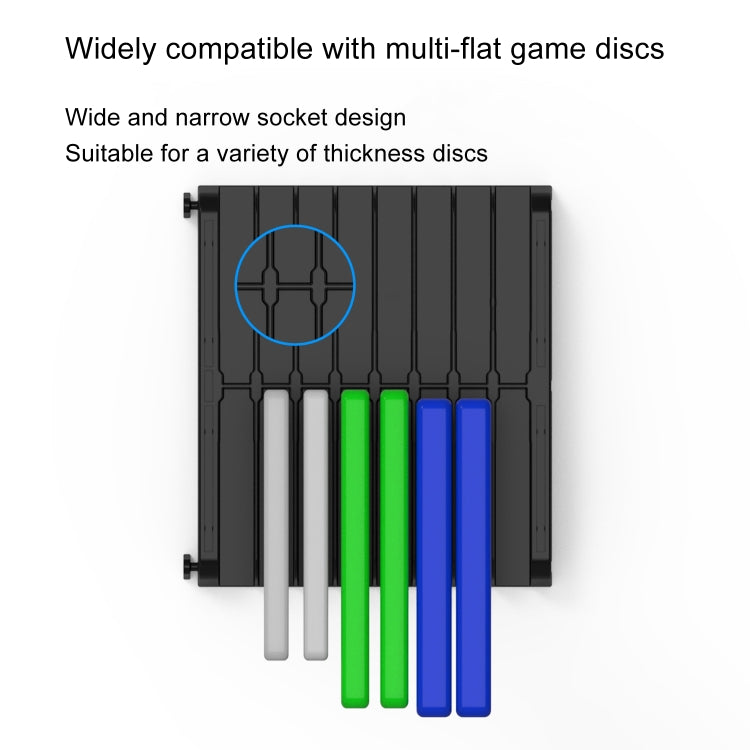 CD storage bracket with multi-flat disc slots for different thickness game discs