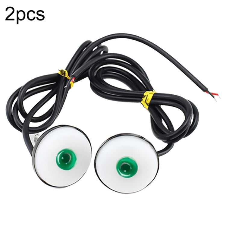 2-pack 23mm motorcycle mirror spotlights with green lenses and black cable wiring