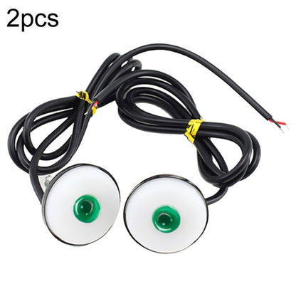 2-pack 23mm motorcycle mirror spotlights with green lenses and black cable wiring