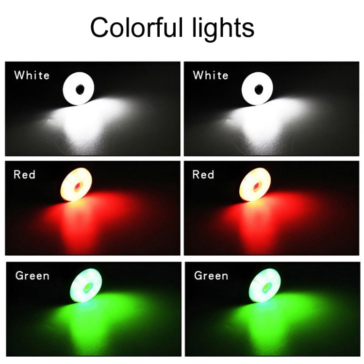 Color LED mirror spotlights showing white, red, and green light beams from 23mm units