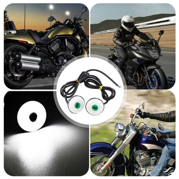 2-pack 23mm motorcycle mirror spotlights with green lens bulbs and black wiring harness