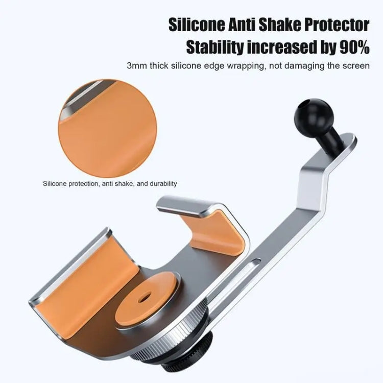 Car phone holder with magnetic stand, orange anti-shake silicone wrap and silver arms