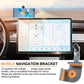 Car dashboard navigation phone bracket with clamp base and magnetic disc, gray/orange accents