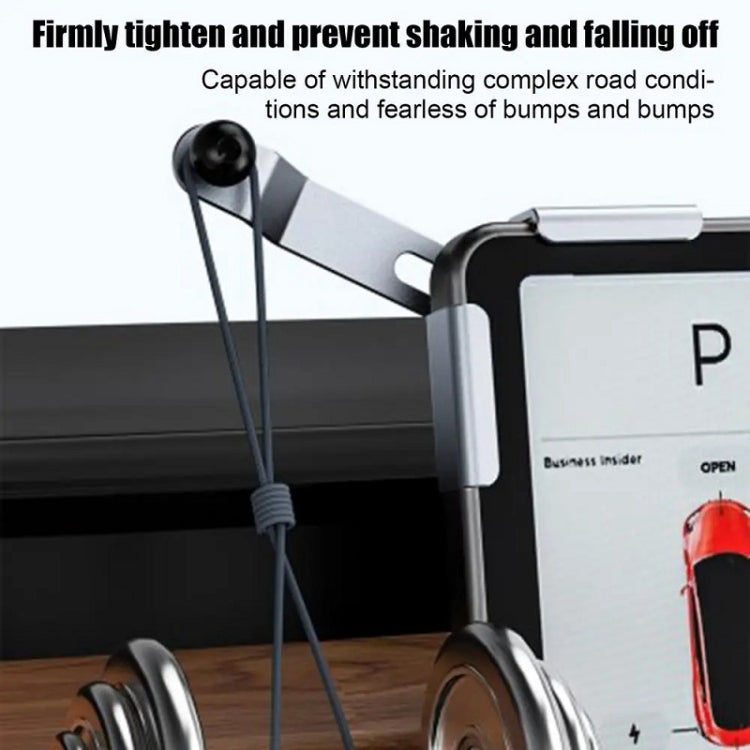 Car phone holder with magnetic clamp and tightening knob, gray mount with black support rods