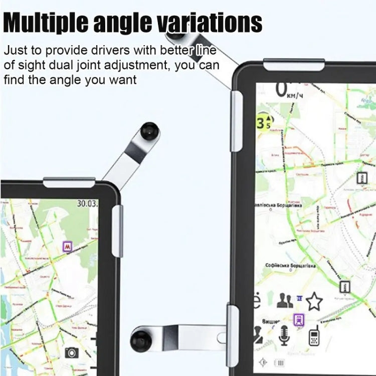 Multi-angle car navigation phone bracket with magnetic mount, showing adjustable arm positions
