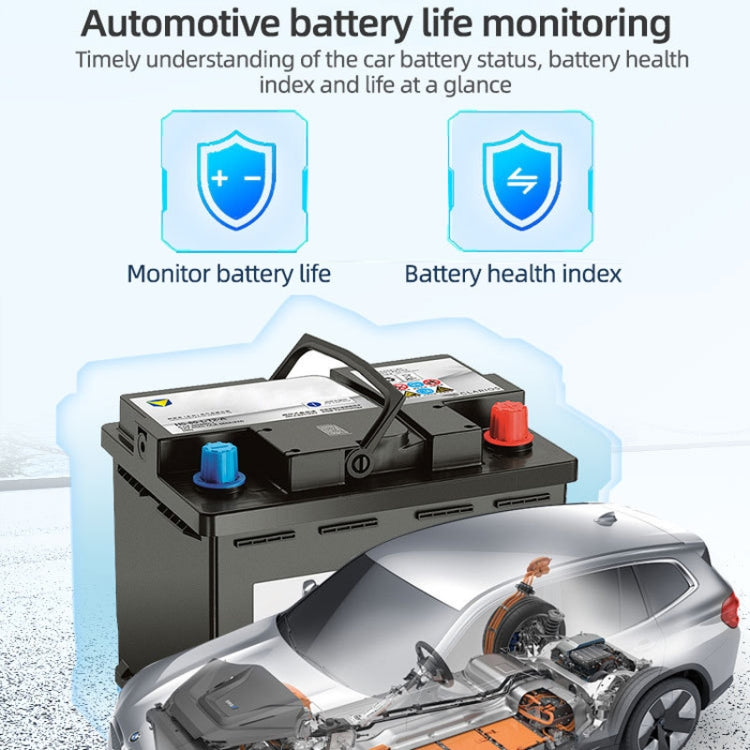 Automotive battery life monitoring setup with YM319 OBD diagnostic tester and connector