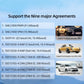 Automotive protocol support graphic with numbered compatibility list and car icons