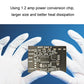 OBD-II WiFi circuit board held in gloves, showing main chip and component layout