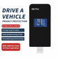 Black USB signal detector with blue frequency display and USB plug, front view