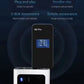 Black USB signal detector on a dock, blue frequency display and USB plug