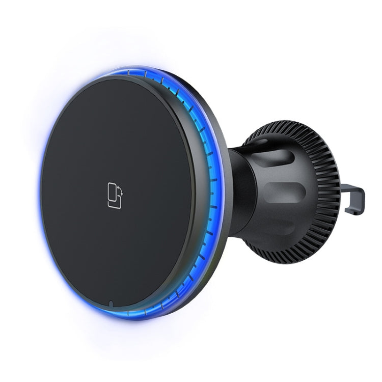 Car magnetic wireless phone charger holder with blue LED ring light