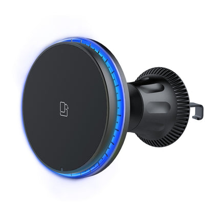 Car magnetic wireless phone charger holder with blue LED ring light