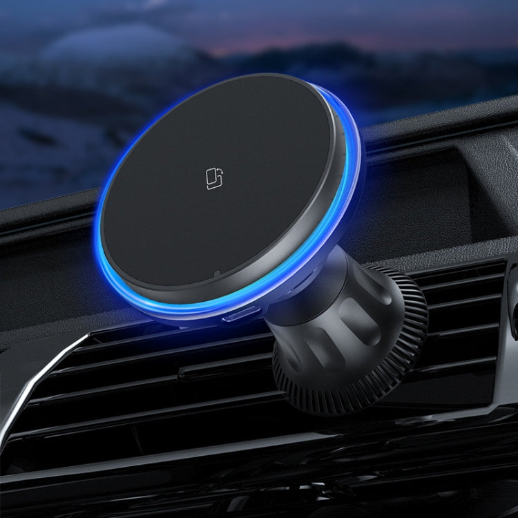 Car magnetic wireless charging holder for vents with blue LED ring