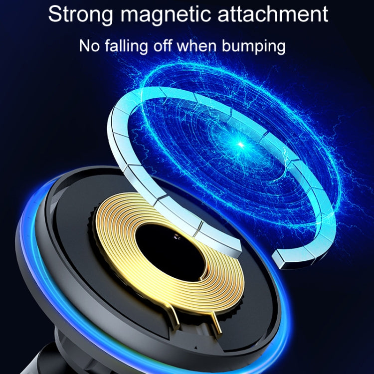 Car magnetic wireless charging pad holder with magnetic coil and blue glow