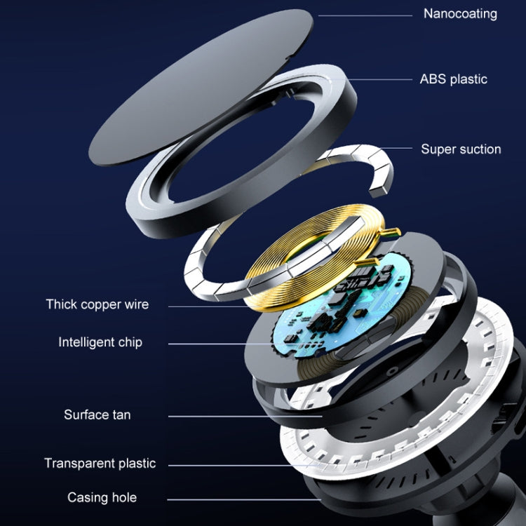 Car magnetic wireless charging holder with coil, ABS plastic, and casing parts