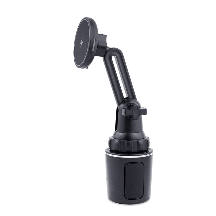 Black MagSafe wireless charging cup holder bracket with adjustable phone holder arm