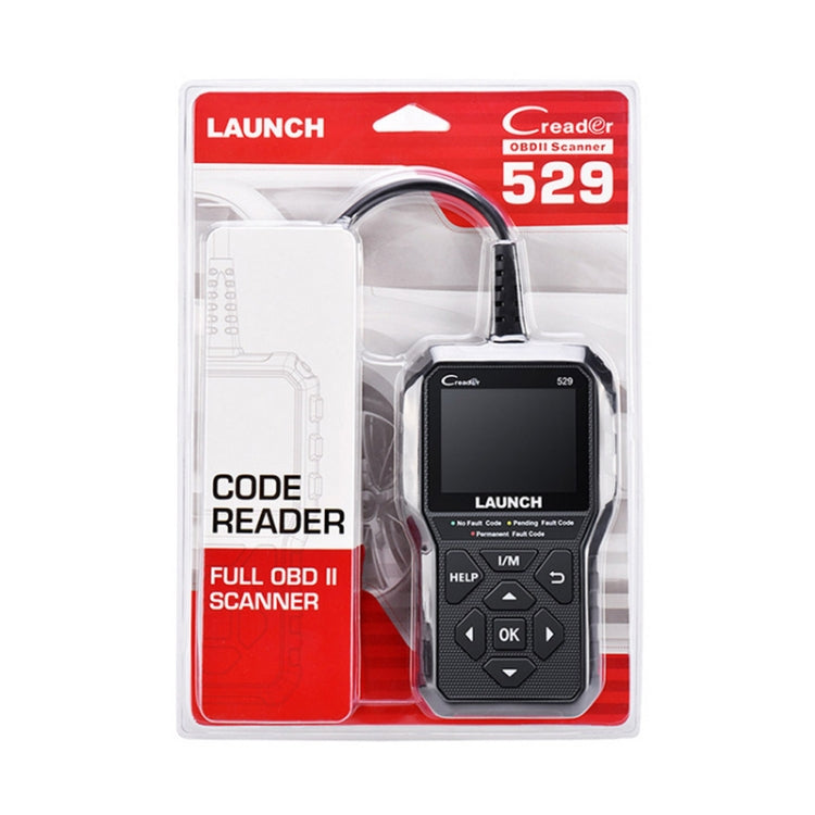 Launch 529 OBD2 code reader scanner, black handheld device with keypad and display
