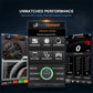 NexLink OBD2 diagnostic scanner with multiple phone screen panels showing gauges