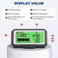 Car battery tester front view with LCD showing SOH, voltage, and temperature