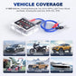 12V battery tester set with LCD unit, transparent monitor, and blue charging leads