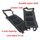 Black fishing rod protective storage strap bag with three padded pocket sections