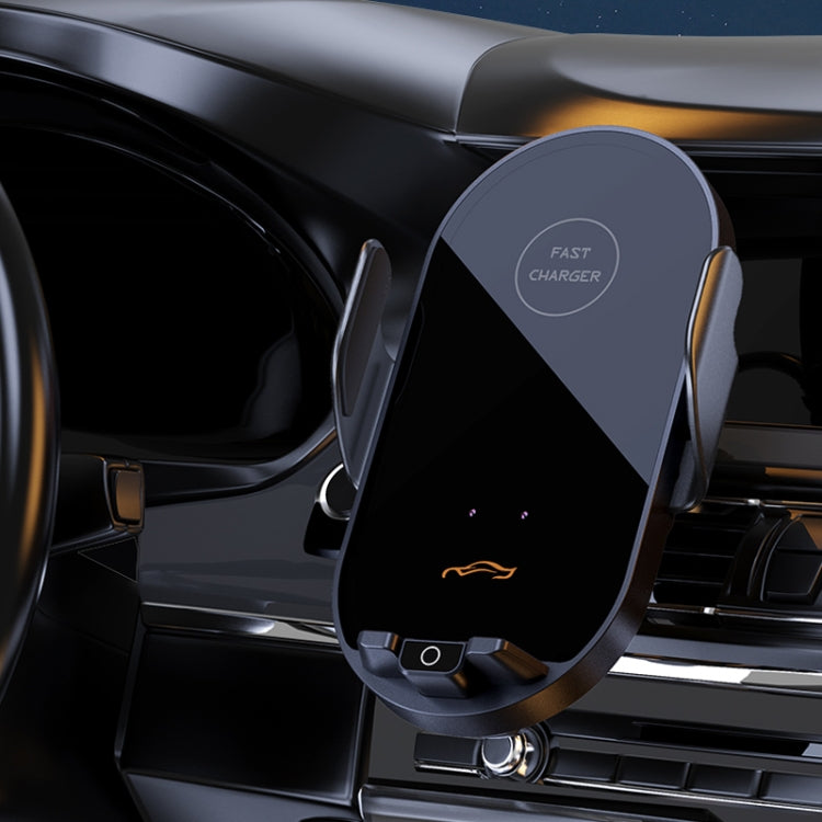 Car air vent wireless charging phone holder with phone cradle and vent clamp arms