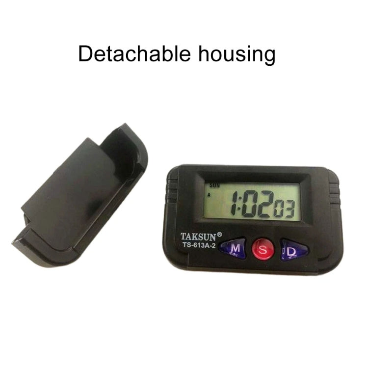Car LED digital clock with detachable housing, front display, and colored mode buttons