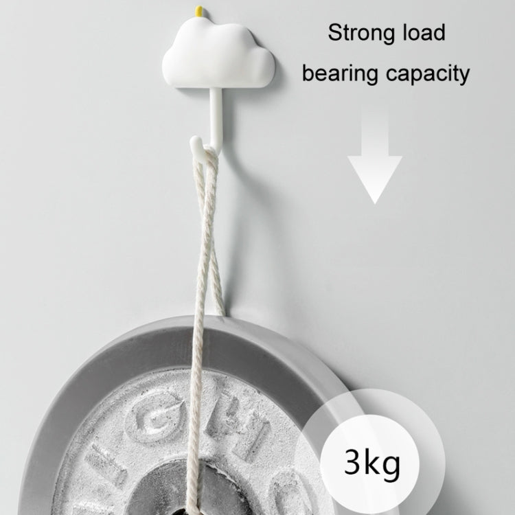 Cloud-shaped adhesive wall hook with hanging rope, white hook