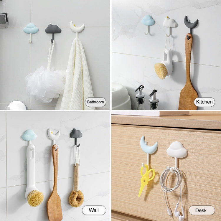 3-pack wall hook set with cloud and crescent shapes for hanging accessories