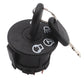Black ignition key switch with key inserted and two terminals