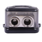 Gray fuse holder with two threaded terminals inside black base